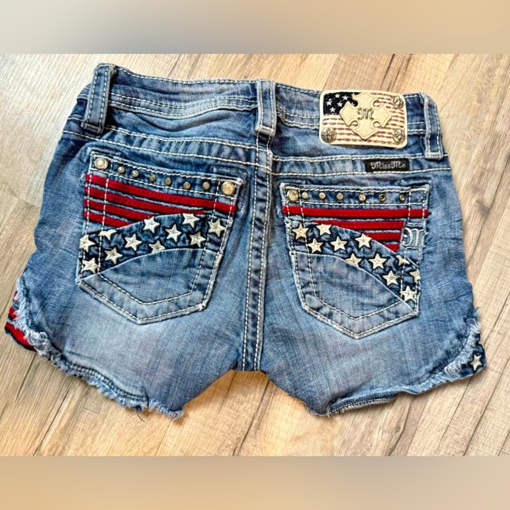 Miss Me Brand girls flag Jean shorts size 12
